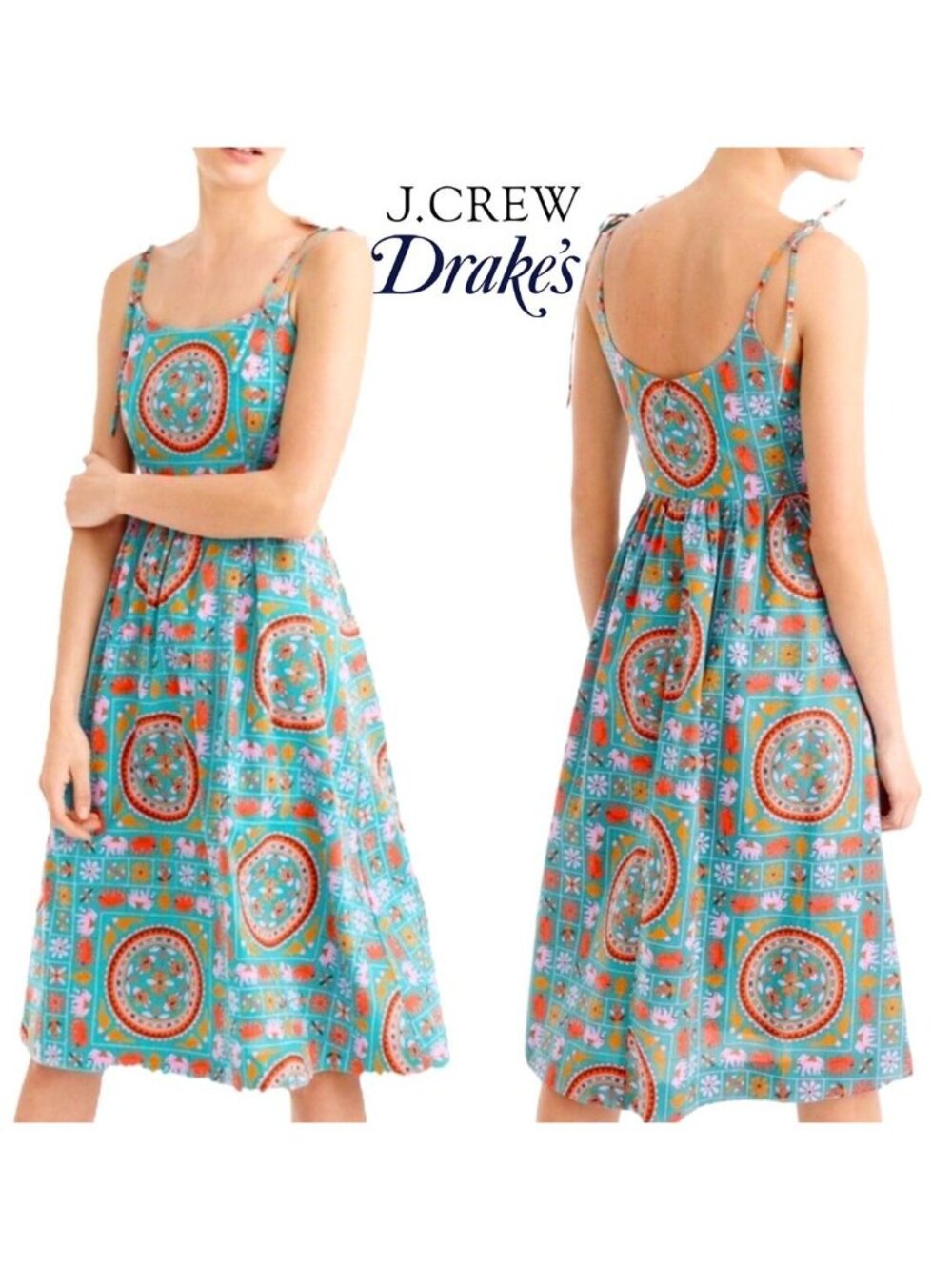 Drake for J Crew, Ltd Edition Elephant print tie-shoulder sundress, 10